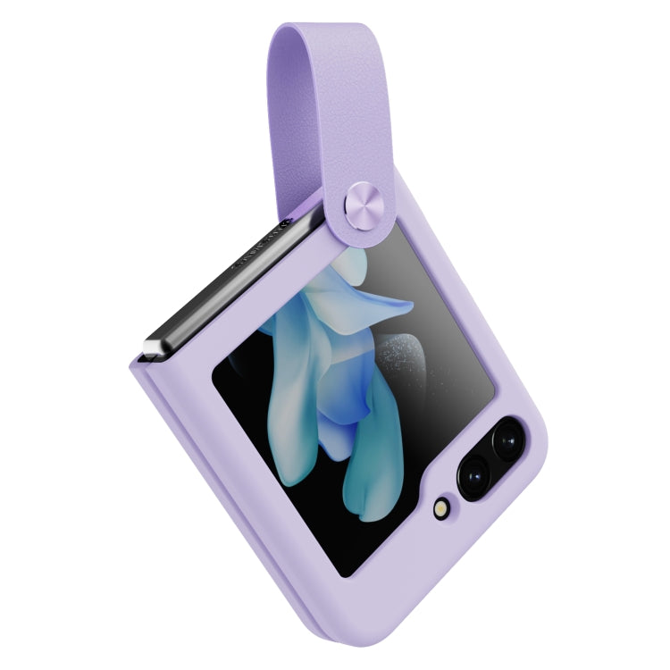 For Samsung Galaxy Z Flip5 NILLKIN Skin Feel Liquid Silicone Phone Case With Finger Strap(Purple)