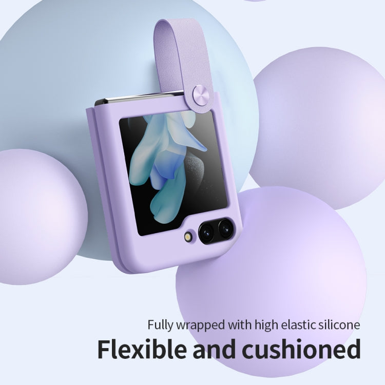For Samsung Galaxy Z Flip5 NILLKIN Skin Feel Liquid Silicone Phone Case With Finger Strap(Green)