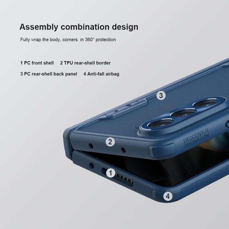 For Samsung Galaxy Z Fold5 NILLKIN Frosted Fold PC + TPU Phone Case with Holder(Blue)