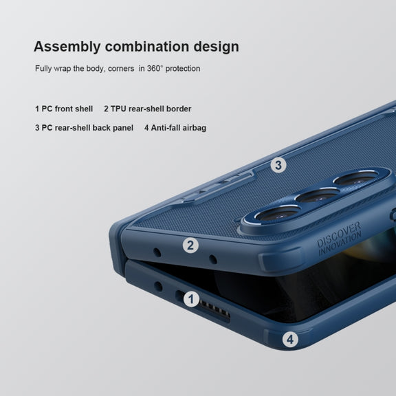 For Samsung Galaxy Z Fold5 NILLKIN Frosted Fold PC + TPU Phone Case with Holder(Blue)