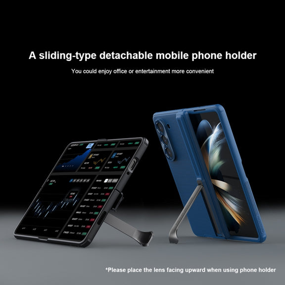 For Samsung Galaxy Z Fold5 NILLKIN Frosted Fold PC + TPU Phone Case with Holder(Blue)
