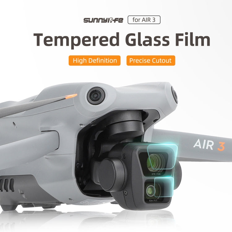 For DJI Air 3 Sunnylife Lens Protector Tempered Glass Combo Protective Films, Quantity:2 Sets