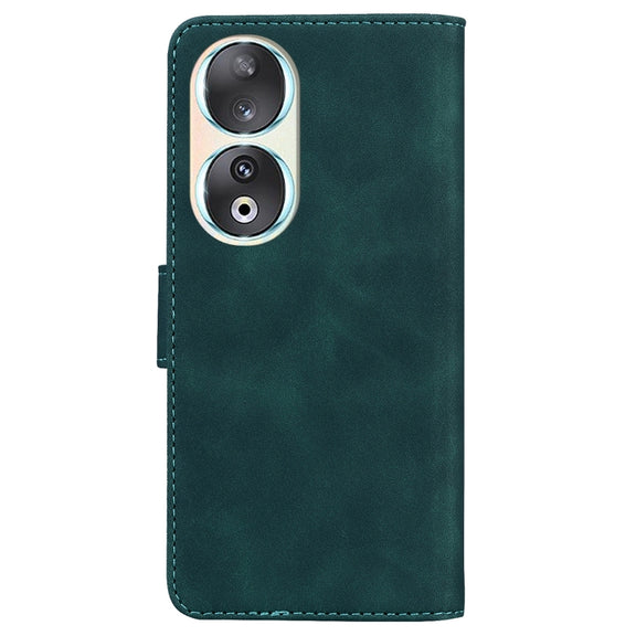 For Honor 90 Skin Feel Pure Color Flip Leather Phone Case(Green)