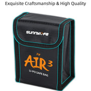 For DJI Air 3 Sunnylife Battery Explosion-proof Safe Bag Protective Li-Po Safe Bag For 3pcs Batteries