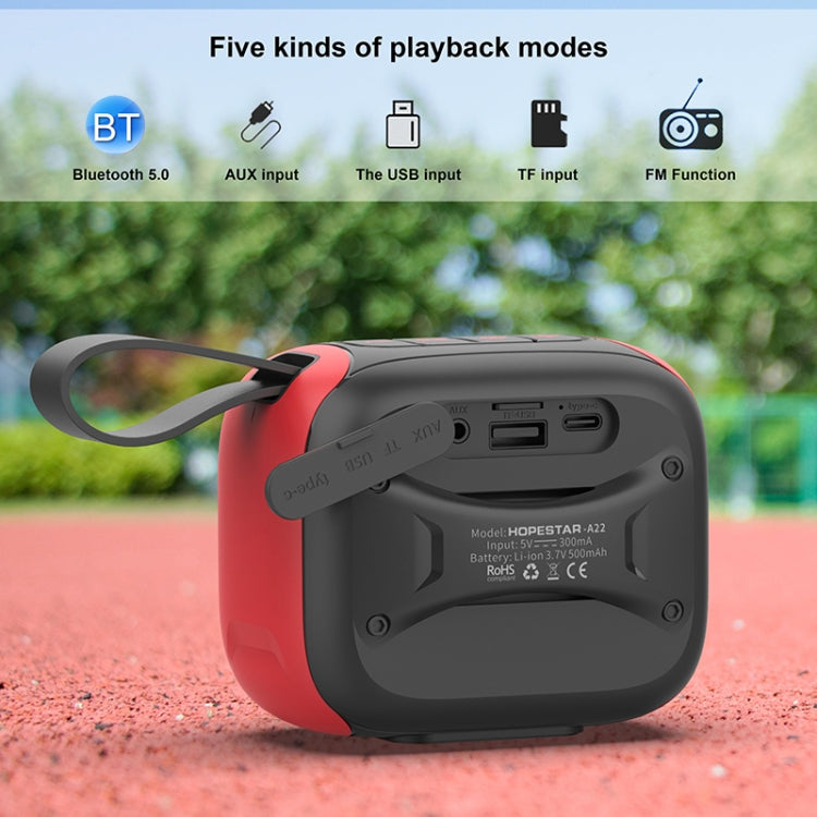 HOPESTAR A22 IPX6 Water-resistant Portable Bluetooth Speaker Outdoor Subwoofer(Blue Red)