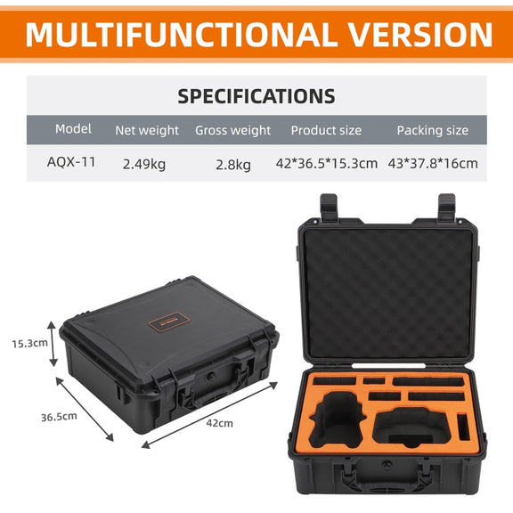 For DJI Air 3 Sunnylife Safety Carrying Case Large Capacity Water-resistant Shock-proof Hard Travel Case Multi-battery Flying Version