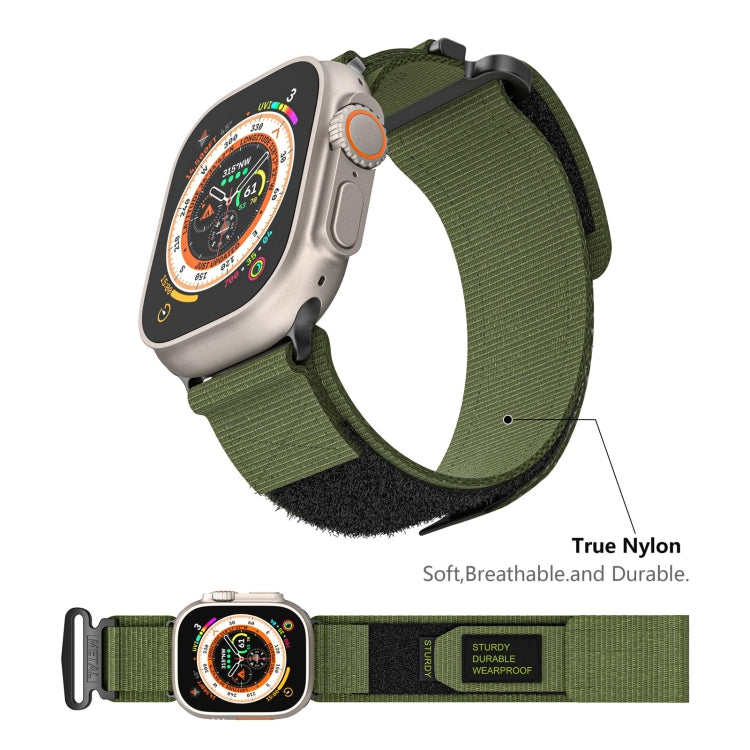 For Apple Watch SE 2023 44mm AW Nylon Two-Section Watch Band(Army Green)