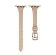 For Apple Watch SE 2023 44mm T-shaped Slim Genuine Leather Watch Band(Apricot) - Watch Bands by PMC TechLife | Online Shopping South Africa | PMC TechLife