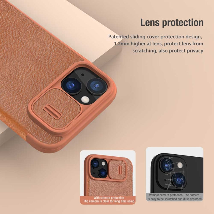 For iPhone 15 Plus NILLKIN QIN Series Pro Sliding Camera Cover Design Leather Phone Case(Red)