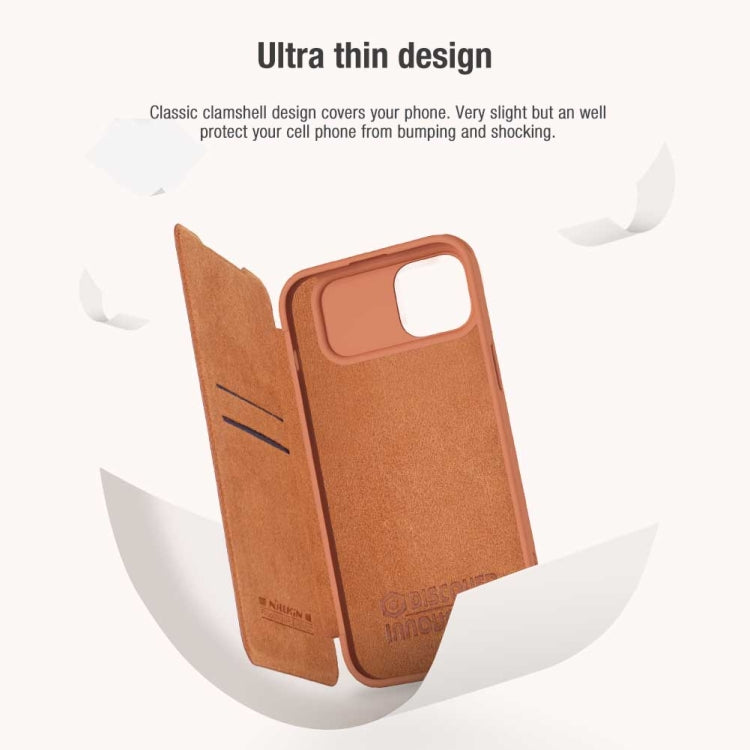 For iPhone 15 Plus NILLKIN QIN Series Pro Sliding Camera Cover Design Leather Phone Case(Red)