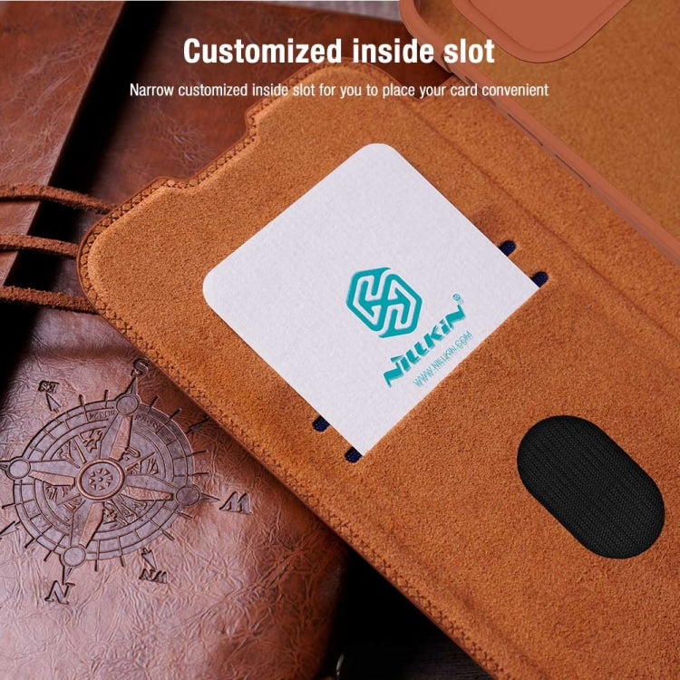 For iPhone 15 Plus NILLKIN QIN Series Pro Sliding Camera Cover Design Leather Phone Case(Red)