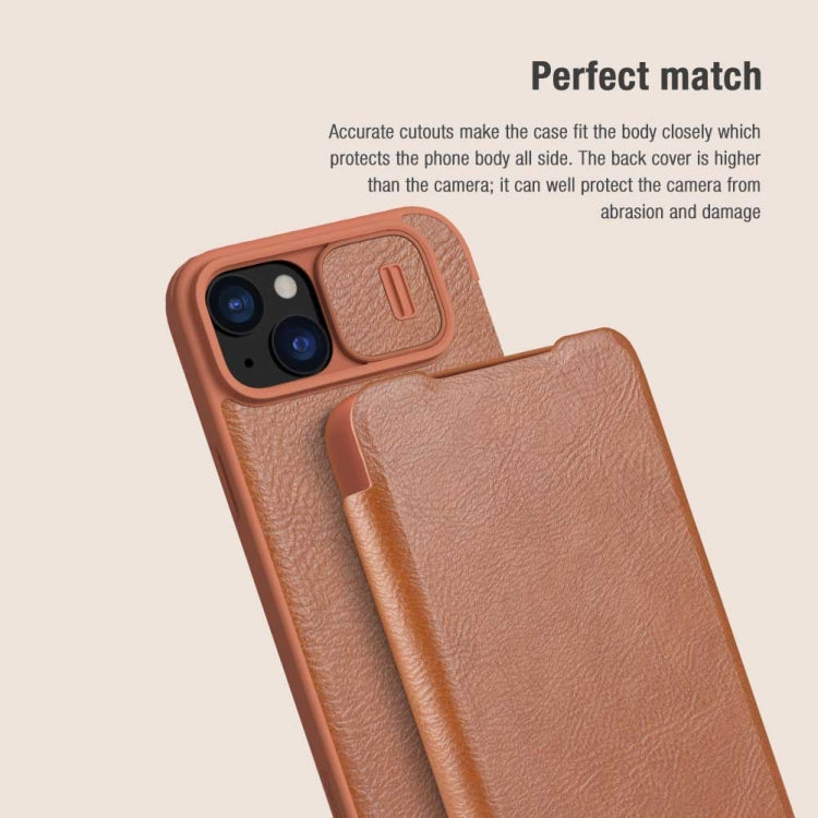 For iPhone 15 Plus NILLKIN QIN Series Pro Sliding Camera Cover Design Leather Phone Case(Red)