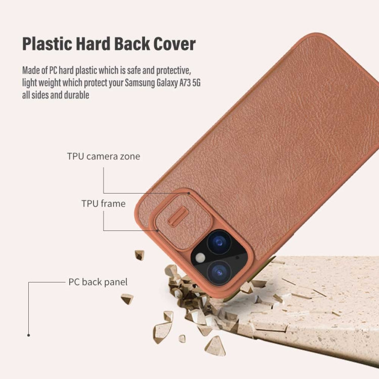 For iPhone 15 Plus NILLKIN QIN Series Pro Sliding Camera Cover Design Leather Phone Case(Red)