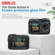 For DJI Osmo Action 4 STARTRC 3 in 1 Lens Protector Front and Rear Screen Tempered Glass Films(2 Sets)