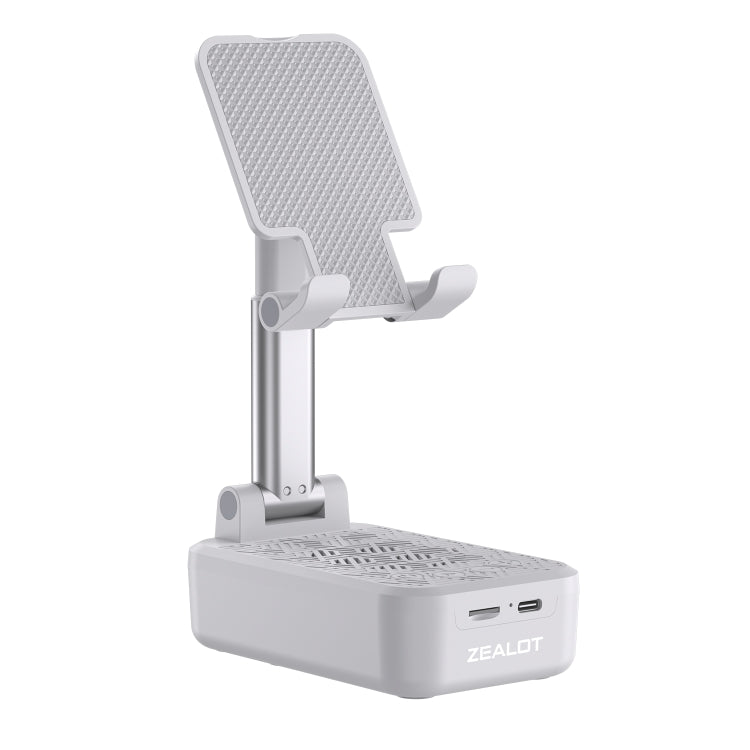 Zealot Z7 2 in 1 Foldable Phone Holder with Wireless Bluetooth Speaker(White)