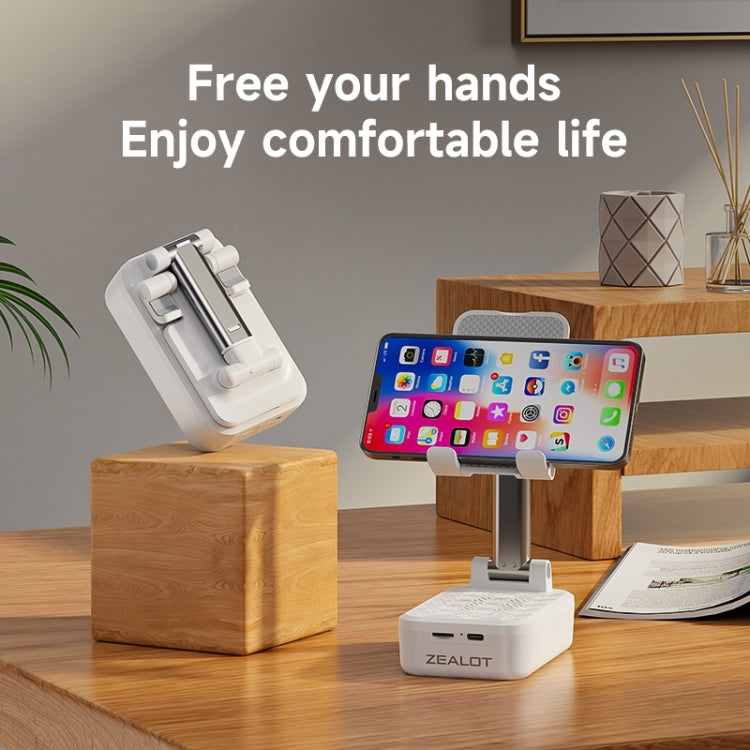 Zealot Z7 2 in 1 Foldable Phone Holder with Wireless Bluetooth Speaker(White)