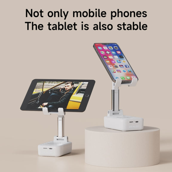Zealot Z7 2 in 1 Foldable Phone Holder with Wireless Bluetooth Speaker(White)