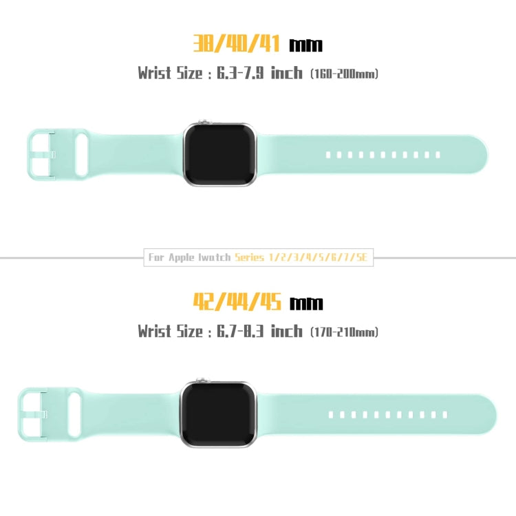 For Apple Watch 8 41mm Pin Buckle Silicone Watch Band(Mint Green)