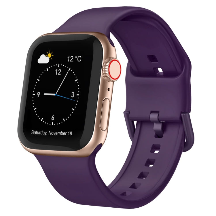 For Apple Watch 6 44mm Pin Buckle Silicone Watch Band(Dark Purple)