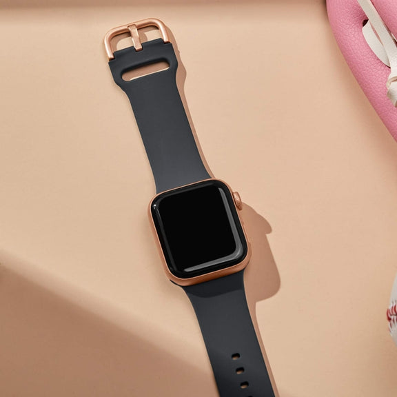 For Apple Watch 5 44mm Pin Buckle Silicone Watch Band(Dark Grey)