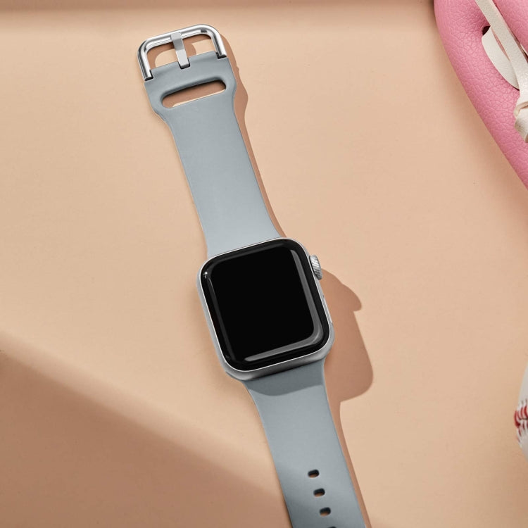 For Apple Watch 4 44mm Pin Buckle Silicone Watch Band(Light Grey)