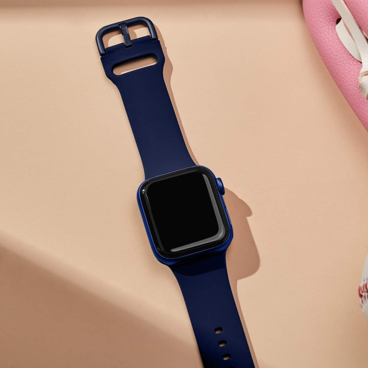 For Apple Watch 4 44mm Pin Buckle Silicone Watch Band(Midnight Blue)