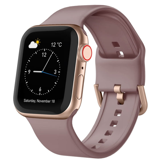 For Apple Watch 4 40mm Pin Buckle Silicone Watch Band(Smoked Purple)