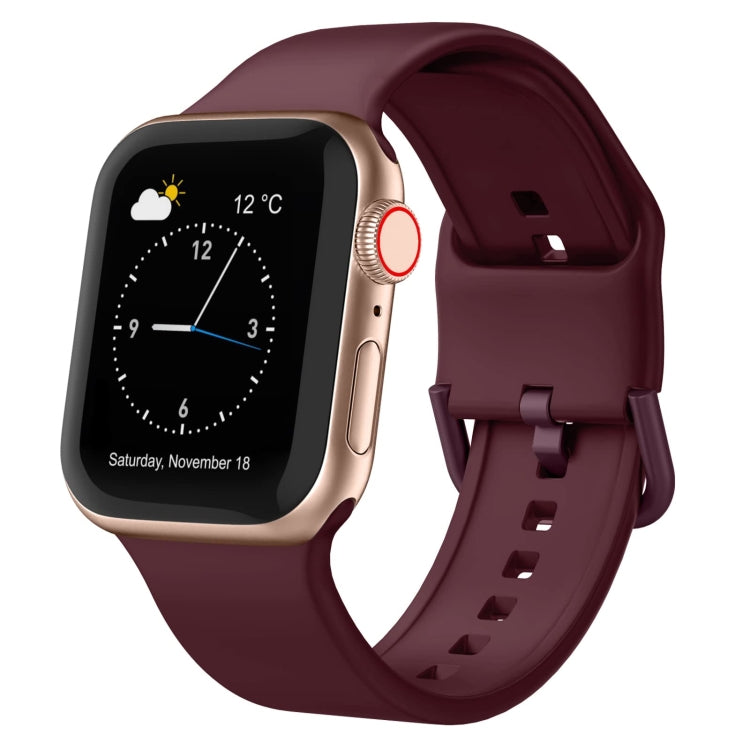 For Apple Watch 2 42mm Pin Buckle Silicone Watch Band(Wine Red)