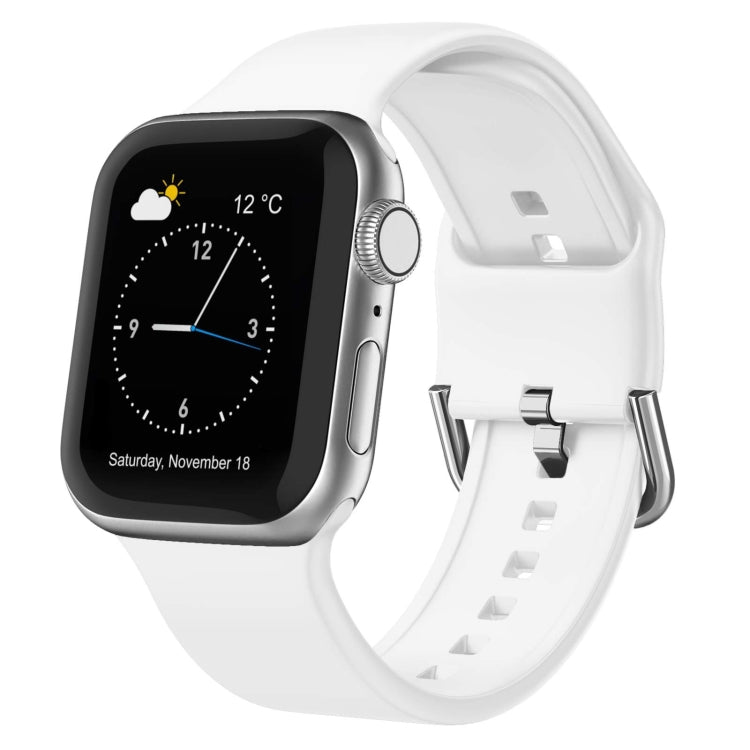 For Apple Watch 2 38mm Pin Buckle Silicone Watch Band(White)
