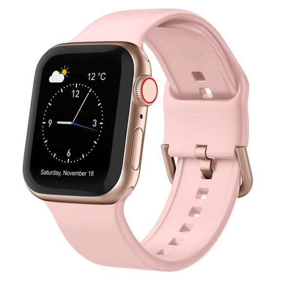 For Apple Watch 2 38mm Pin Buckle Silicone Watch Band(Pink)