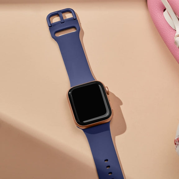 For Apple Watch 2 38mm Pin Buckle Silicone Watch Band(Violet Gray)