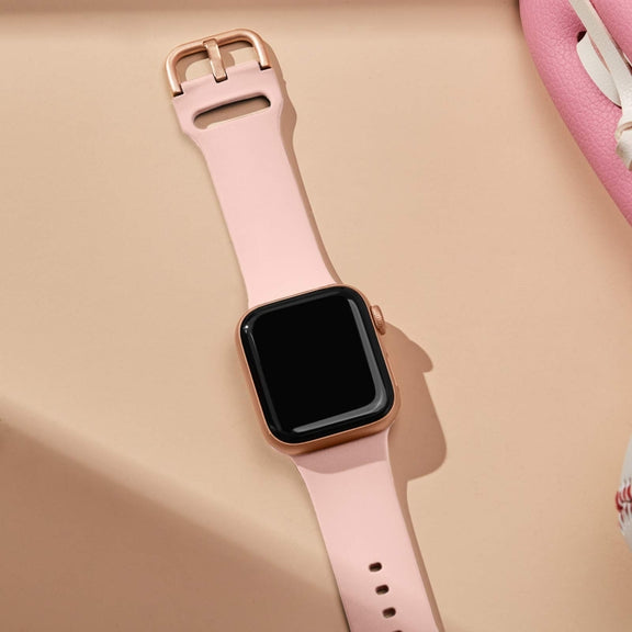For Apple Watch 42mm Pin Buckle Silicone Watch Band(Pink)