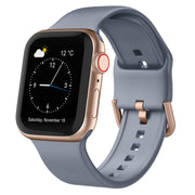 For Apple Watch 42mm Pin Buckle Silicone Watch Band(Blue Grey)