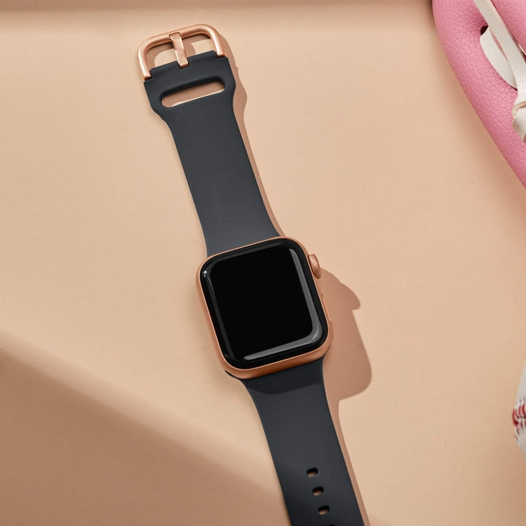 For Apple Watch 42mm Pin Buckle Silicone Watch Band(Dark Grey)