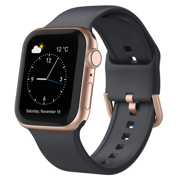For Apple Watch 42mm Pin Buckle Silicone Watch Band(Dark Grey)