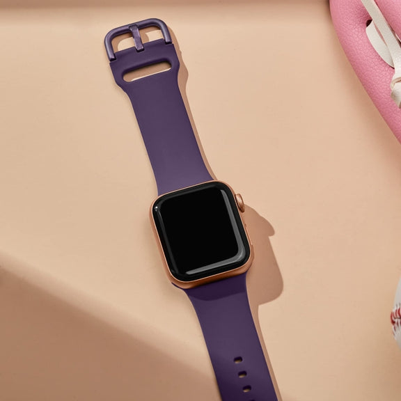 For Apple Watch 42mm Pin Buckle Silicone Watch Band(Dark Purple)