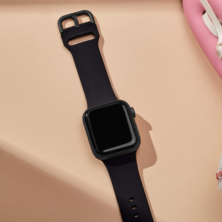 For Apple Watch 38mm Pin Buckle Silicone Watch Band(Black)