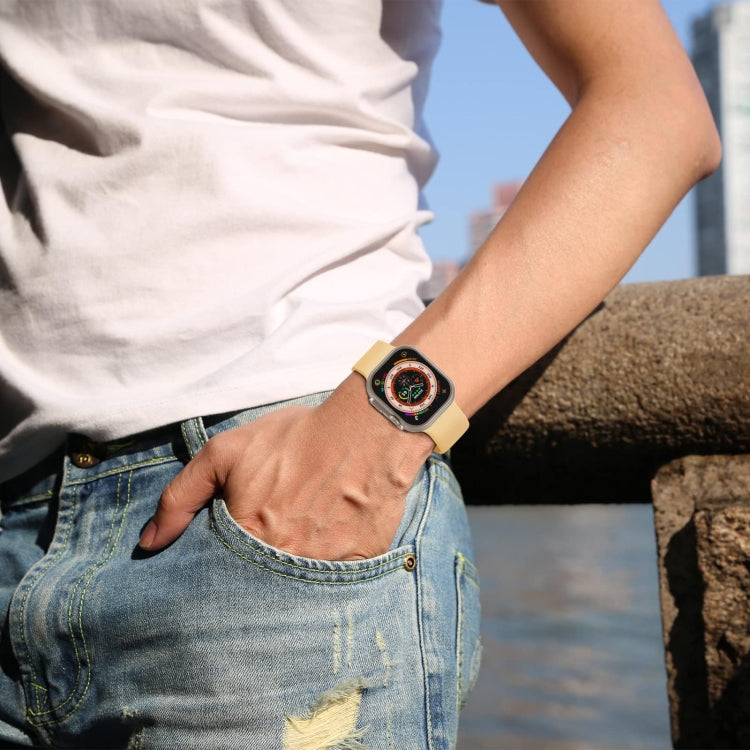 For Apple Watch 38mm Pin Buckle Silicone Watch Band(Light Orange)