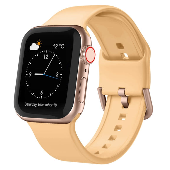 For Apple Watch 38mm Pin Buckle Silicone Watch Band(Light Orange)