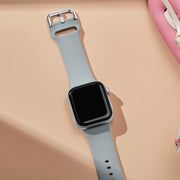 For Apple Watch Series 9 45mm Pin Buckle Silicone Watch Band(Light Grey)