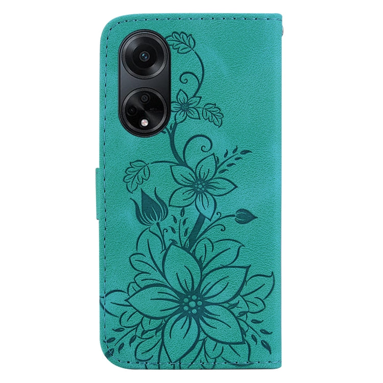 For OPPO A98 5G / F23 5G India Lily Embossed Leather Phone Case(Green)