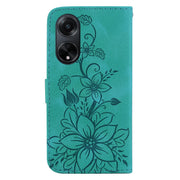 For OPPO A98 5G / F23 5G India Lily Embossed Leather Phone Case(Green)