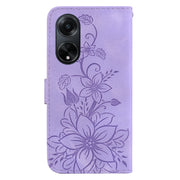For OPPO A98 5G / F23 5G India Lily Embossed Leather Phone Case(Purple)