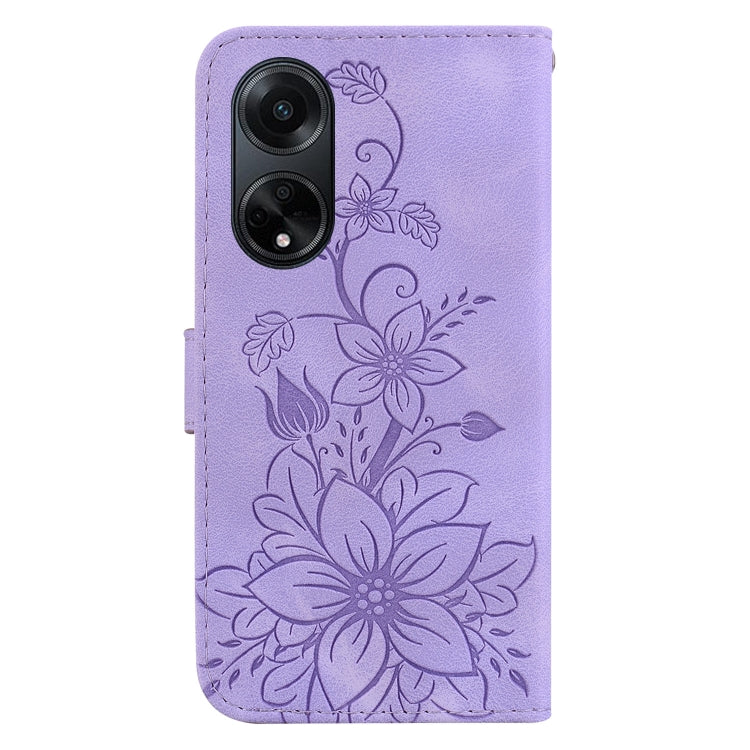 For OPPO A98 5G / F23 5G India Lily Embossed Leather Phone Case(Purple)
