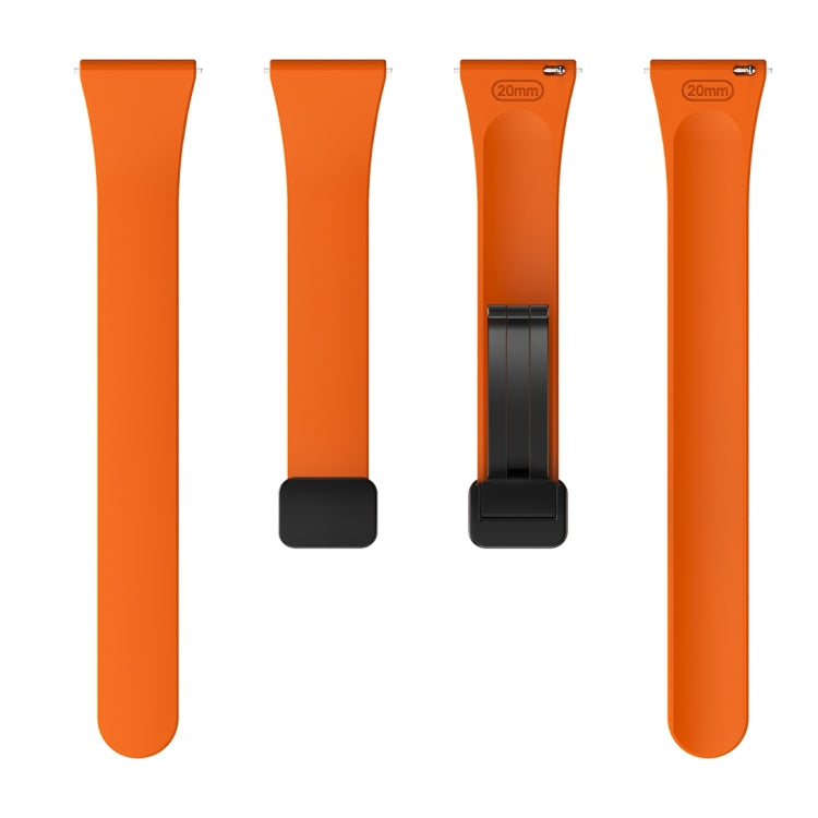 For Samsung Galaxy Watch 6 / 6 Classic Magnetic Black Buckle Slim Silicone Watch Band(Orange)