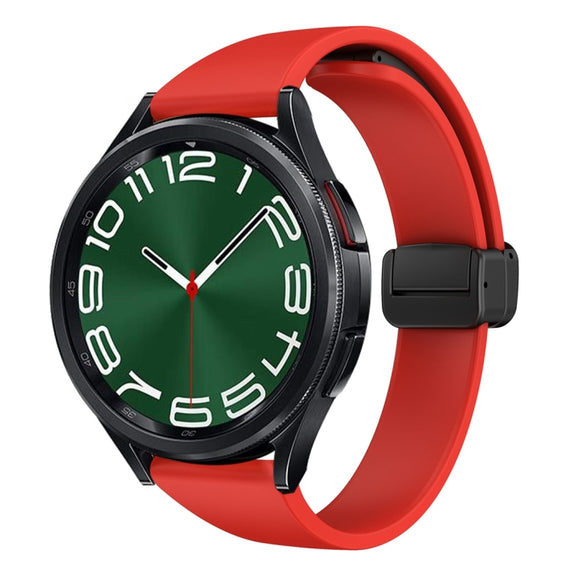 For Samsung Galaxy Watch 6 / 6 Classic Magnetic Black Buckle Slim Silicone Watch Band(Red)