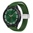 For Samsung Galaxy Watch 6 / 6 Classic Magnetic Silver Buckle Slim Silicone Watch Band(Army Green) - Watch Bands by PMC TechLife | Online Shopping South Africa | PMC TechLife