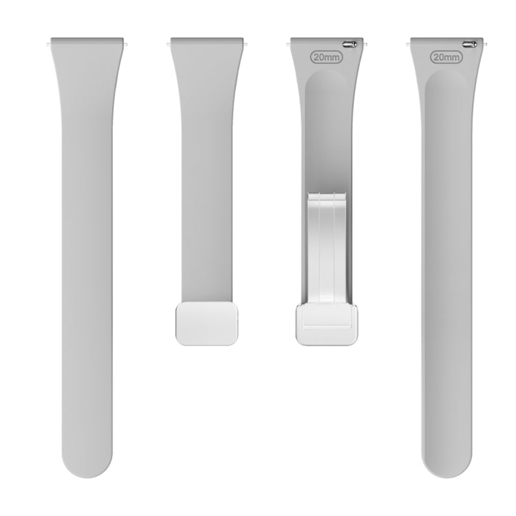 For Samsung Galaxy Watch 6 / 6 Classic Magnetic Silver Buckle Slim Silicone Watch Band(Light Grey)