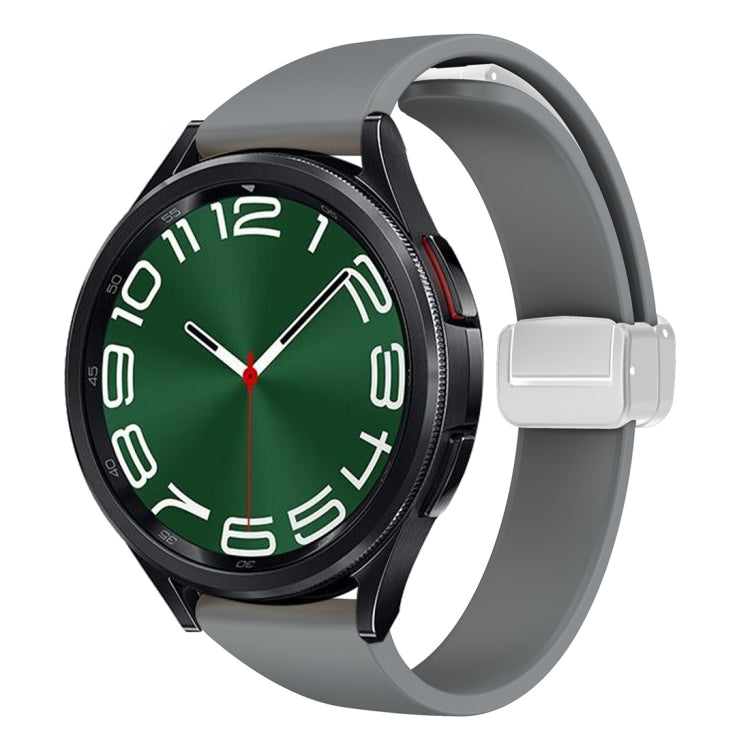 For Samsung Galaxy Watch 6 / 6 Classic Magnetic Silver Buckle Slim Silicone Watch Band(Space Grey)
