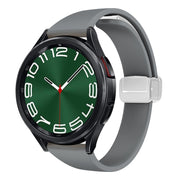 For Samsung Galaxy Watch 6 / 6 Classic Magnetic Silver Buckle Slim Silicone Watch Band(Space Grey)